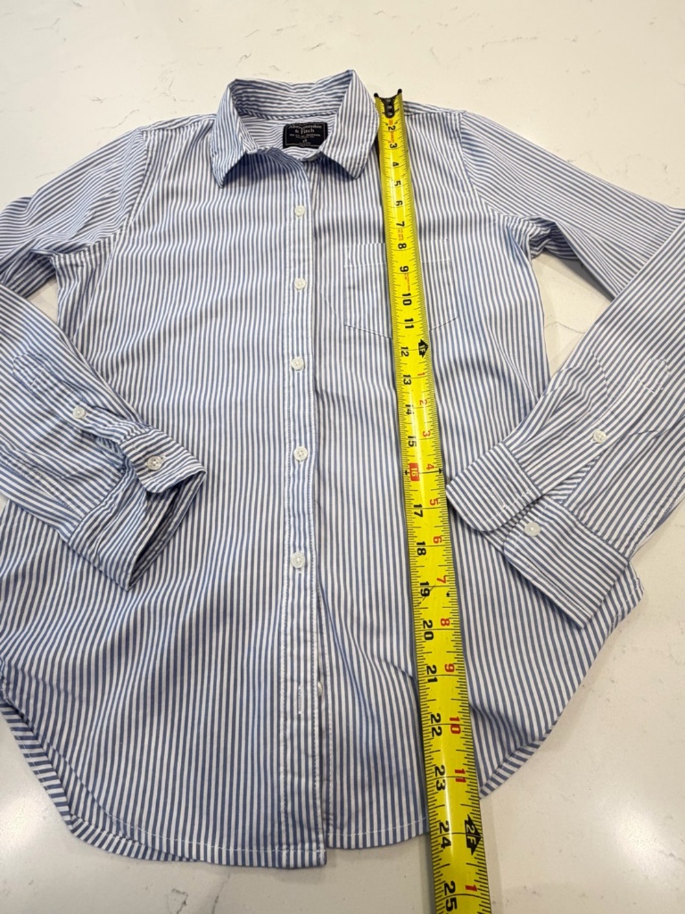 Abercrombie & Fitch Blue and White Striped Shirt - Picture 7 of 10